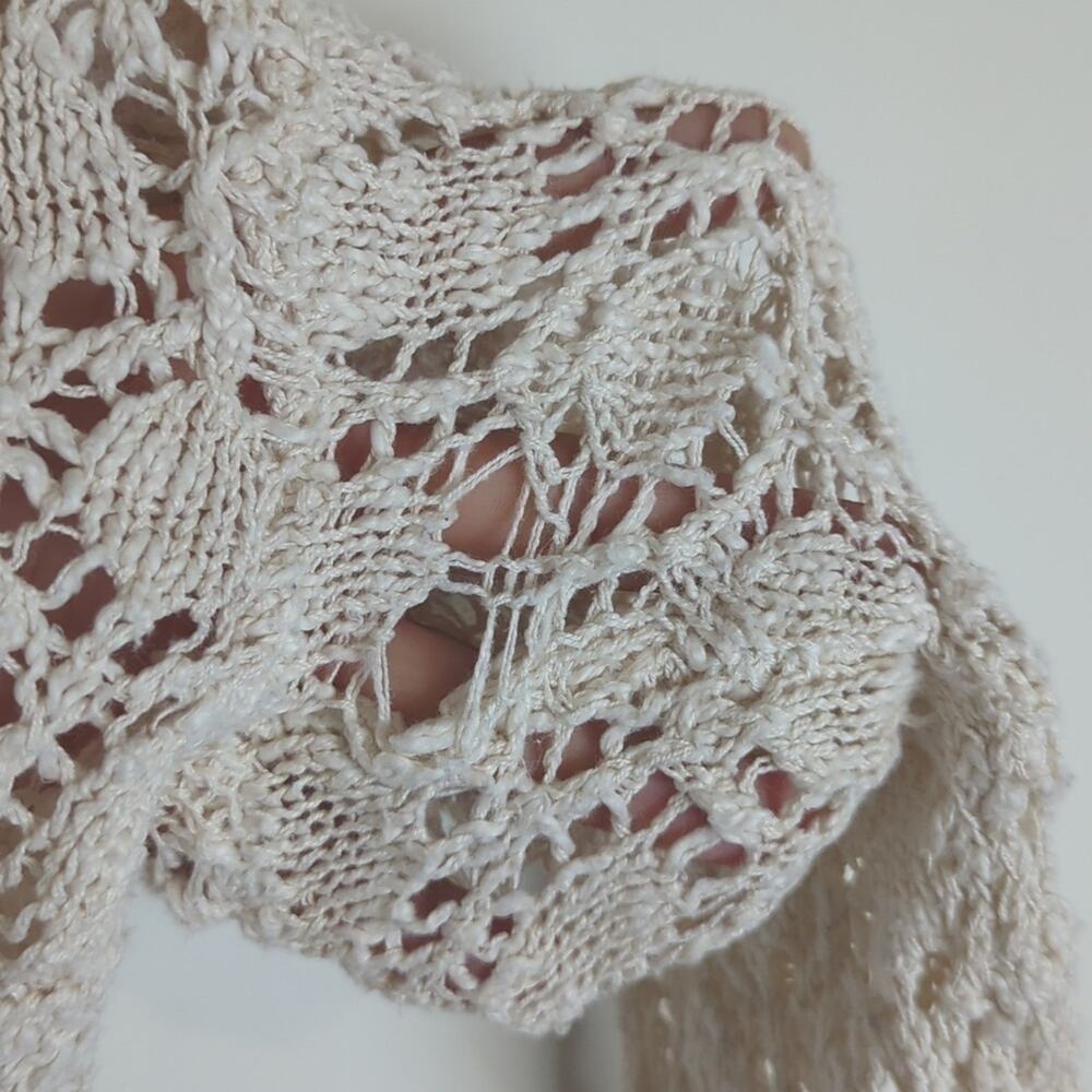 Cottagecore Embroidered Open Knit Sweater 100% Cotton Women's Medium - Picture 9 of 11